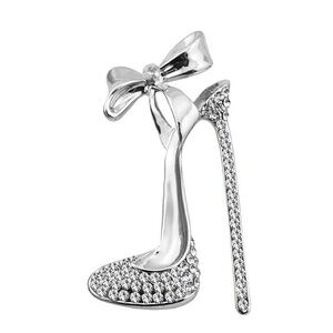 *DECIMA* Silver Rhinestone High Heel Brooch Pin